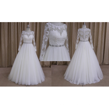 M807 Vente chaude col rond robe de mariée en dentelle musulmane 2016